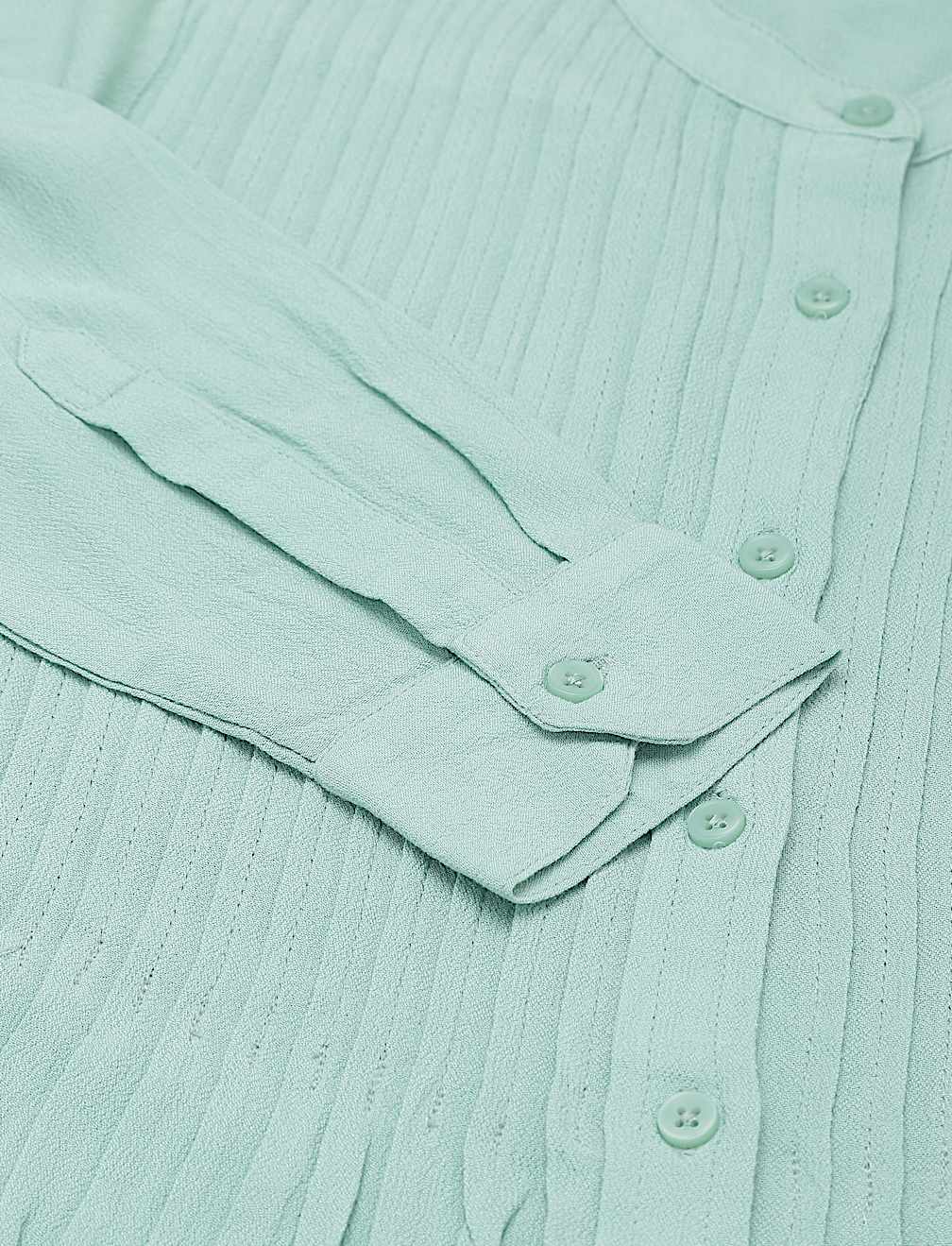 Pure Viscose Pleated Mandarin Collar Top