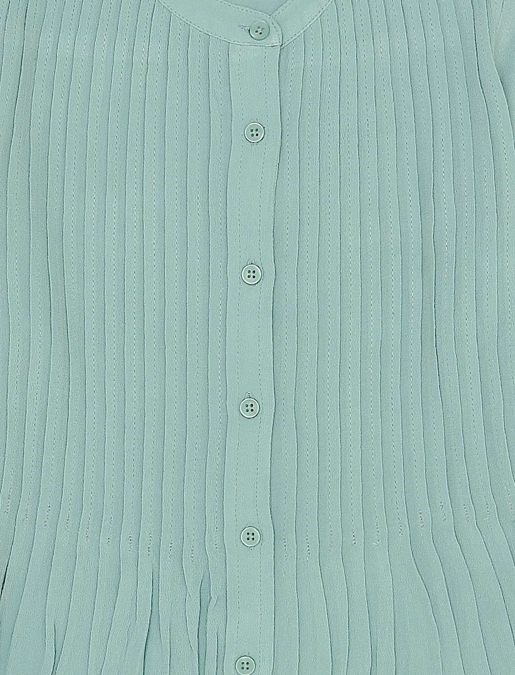 Pure Viscose Pleated Mandarin Collar Top