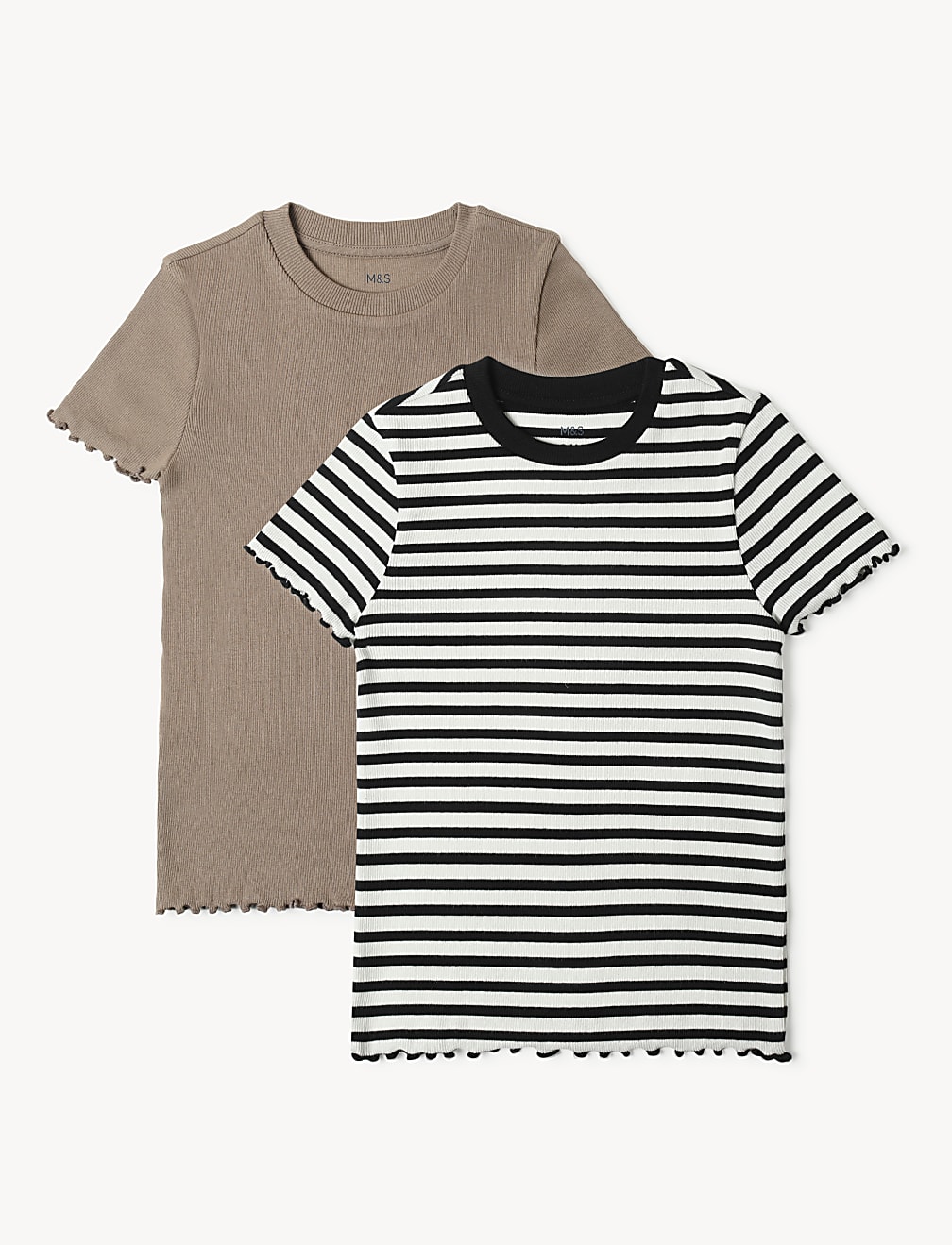 Cotton Mix Stripes Round Neck T-Shirt