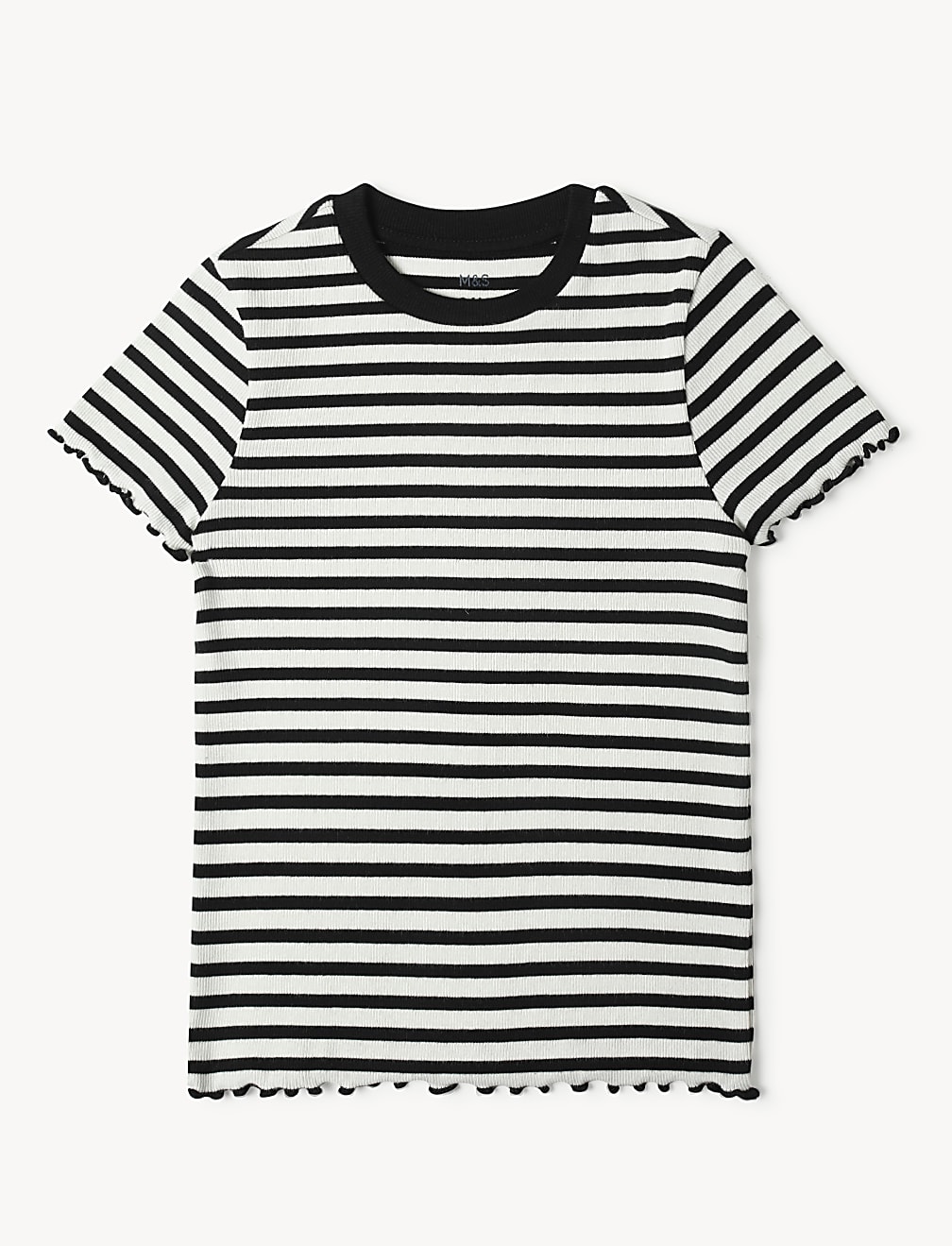 Cotton Mix Stripes Round Neck T-Shirt