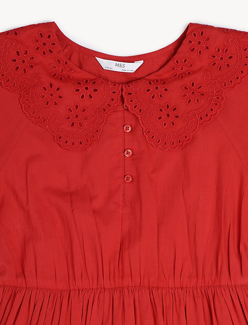 Pure Cotton Schiffli Peter Pan Collar Dress