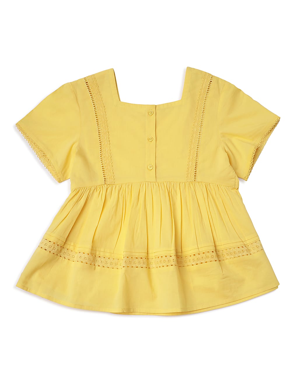 Pure Cotton Embroidered Square Neck Top