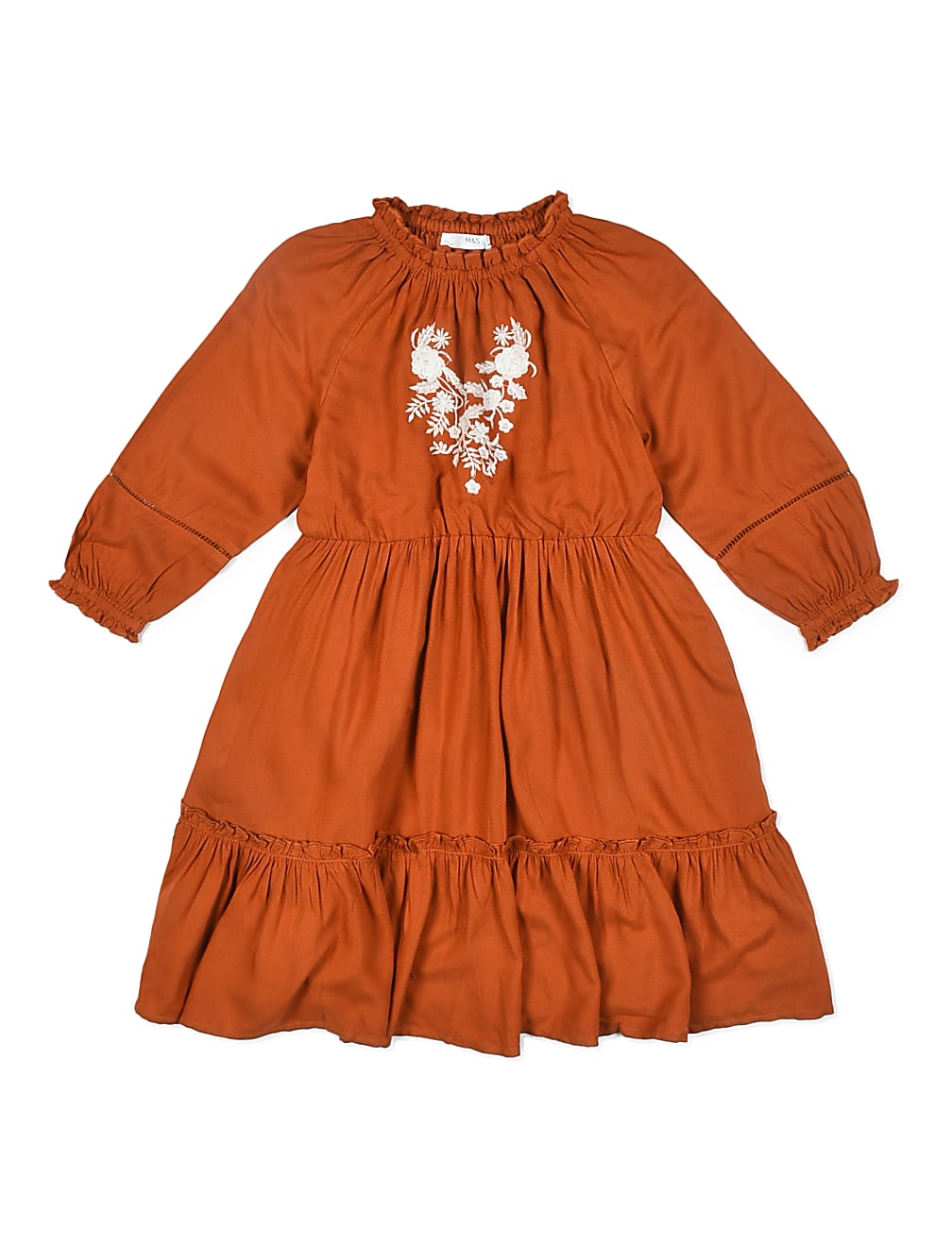 Pure Viscose Embroidery Round Neck Dress