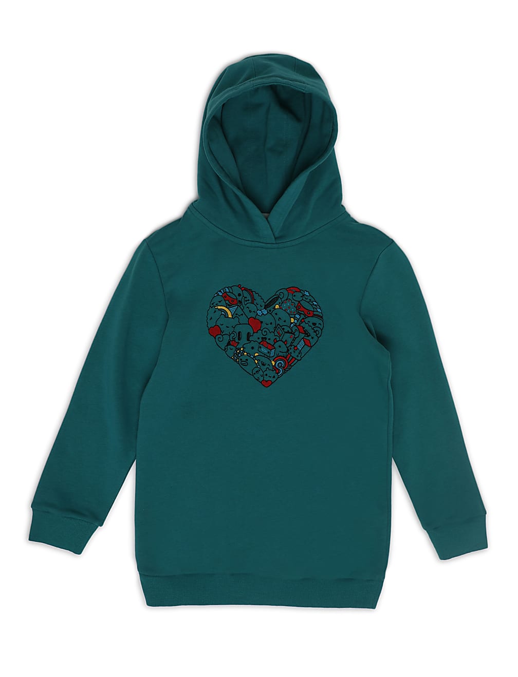 Cotton Mix Embroidered Hooded Dress
