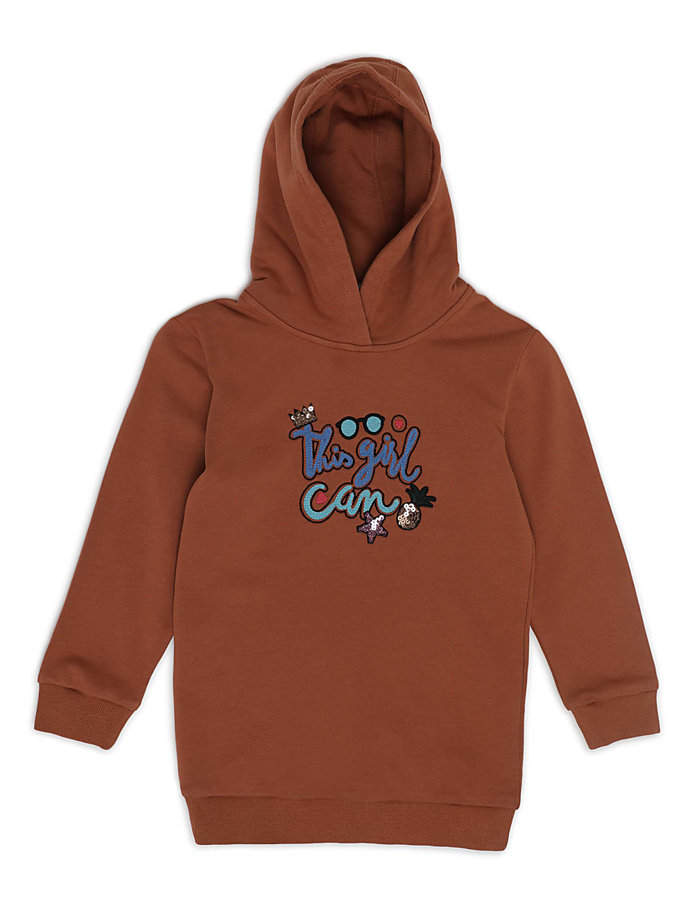 Cotton Mix Embroidered Hooded Dress