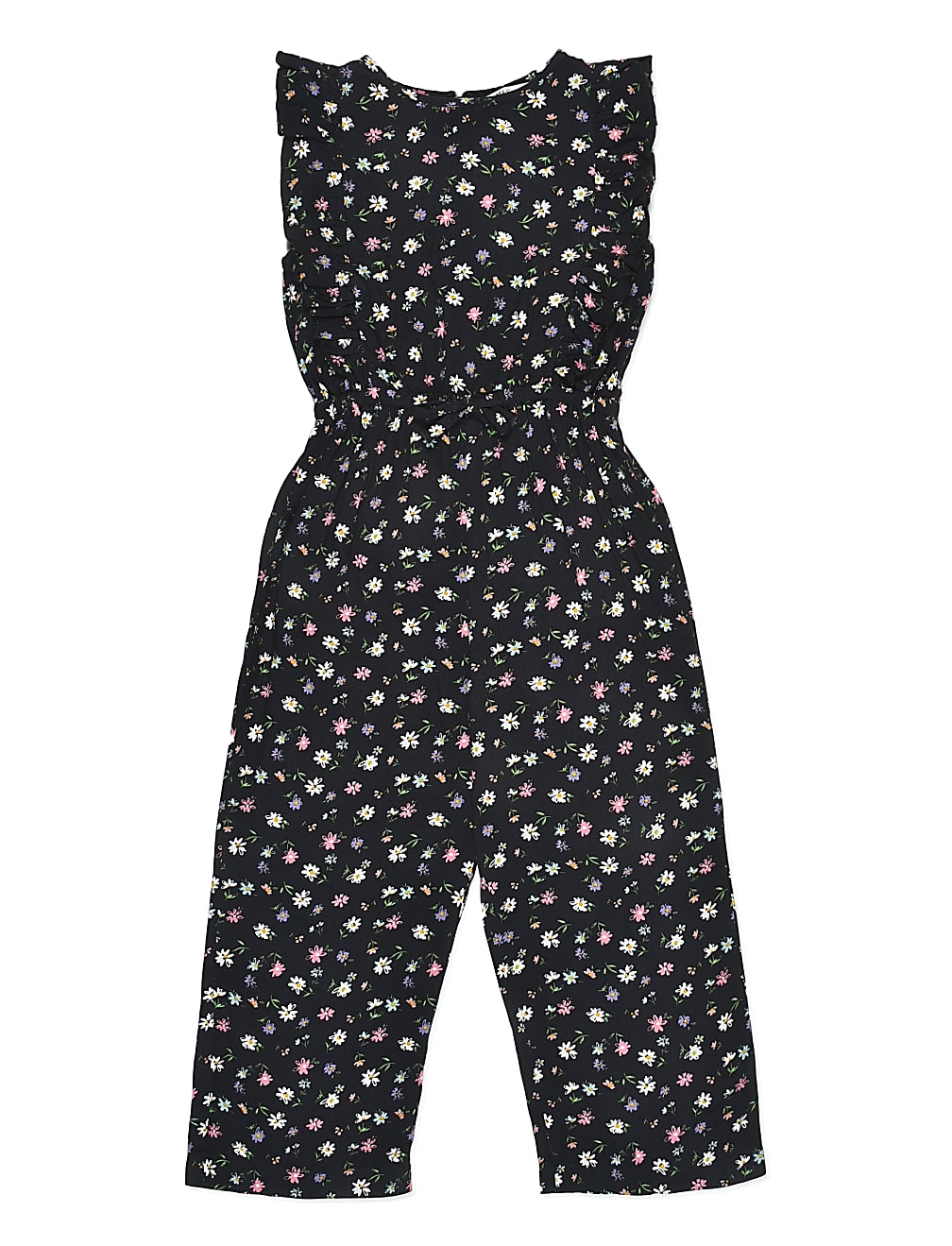 Pure Viscose Floral Round Neck Jumpsuit