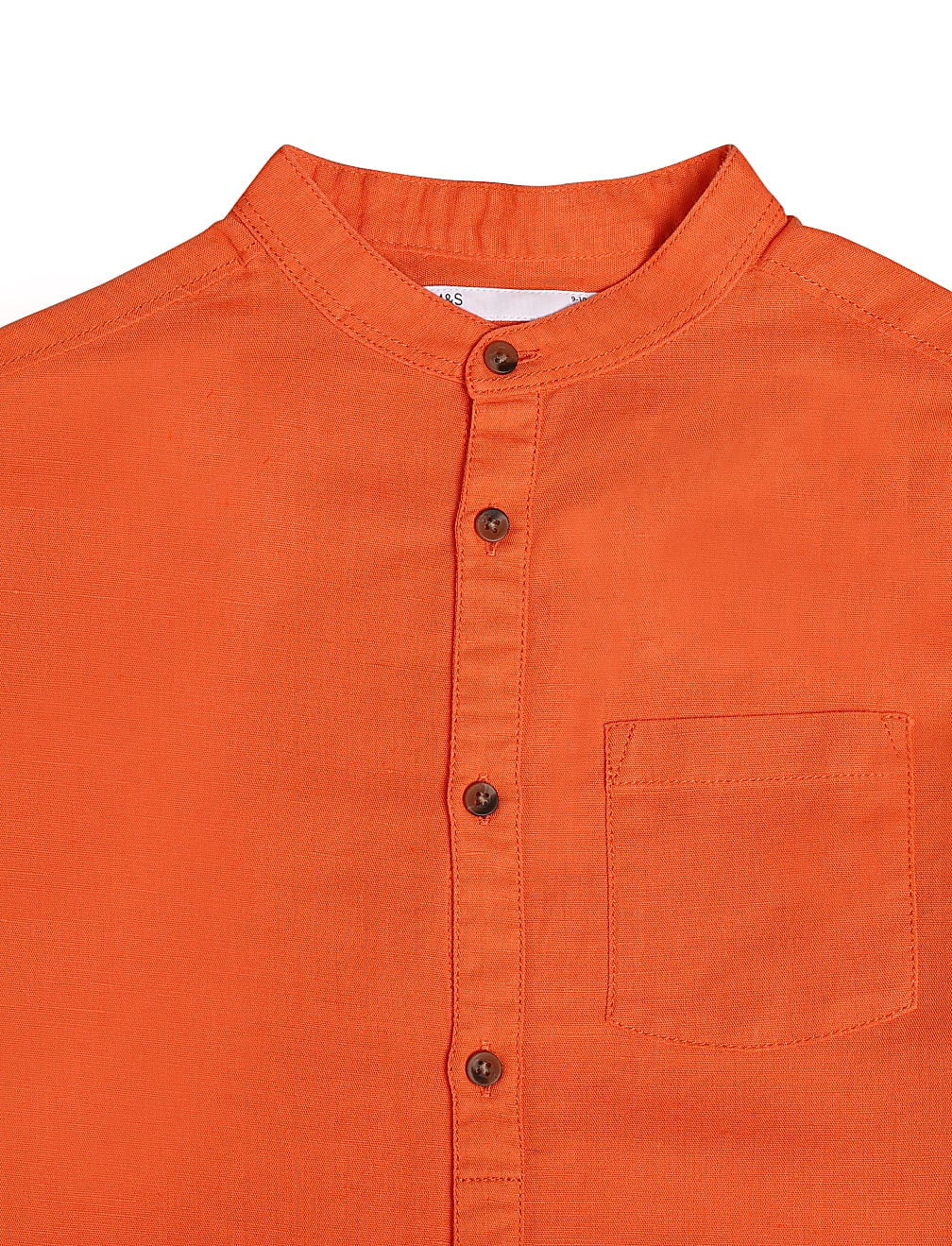 Linen Cotton Solid Mandarin Neck Shirt