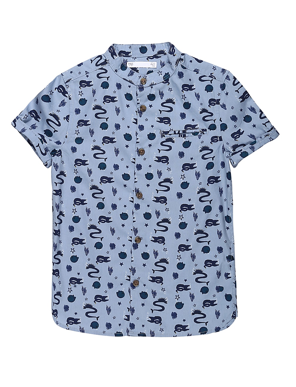 Pure Cotton Printed Mandarin Collar Shirts