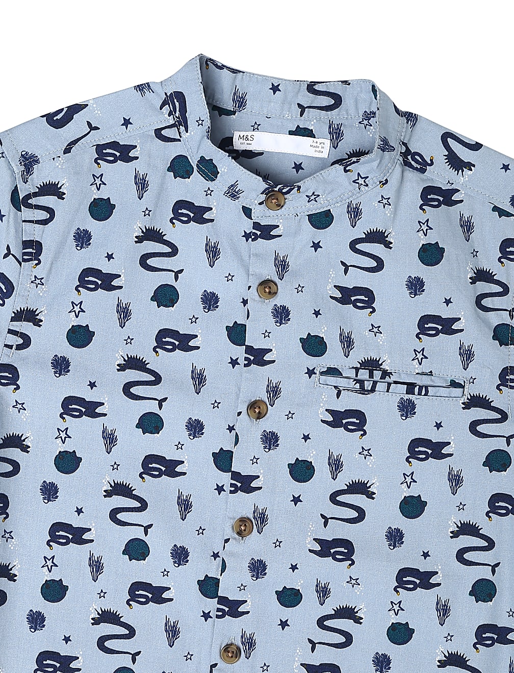 Pure Cotton Printed Mandarin Collar Shirts