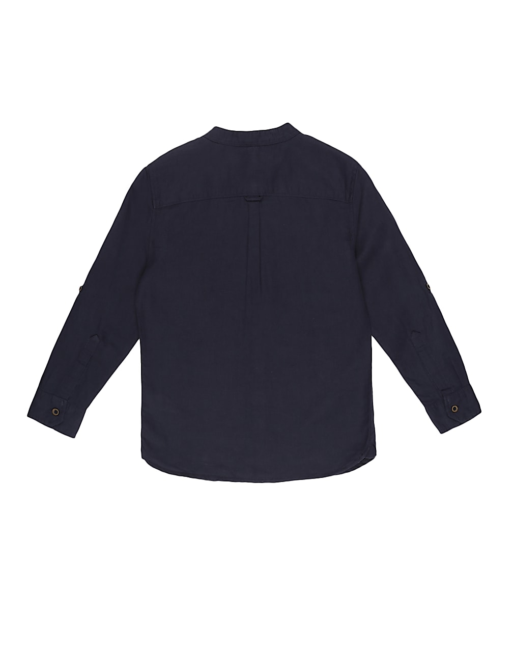 Linen Mix Plain Mandarin Collar Shirt