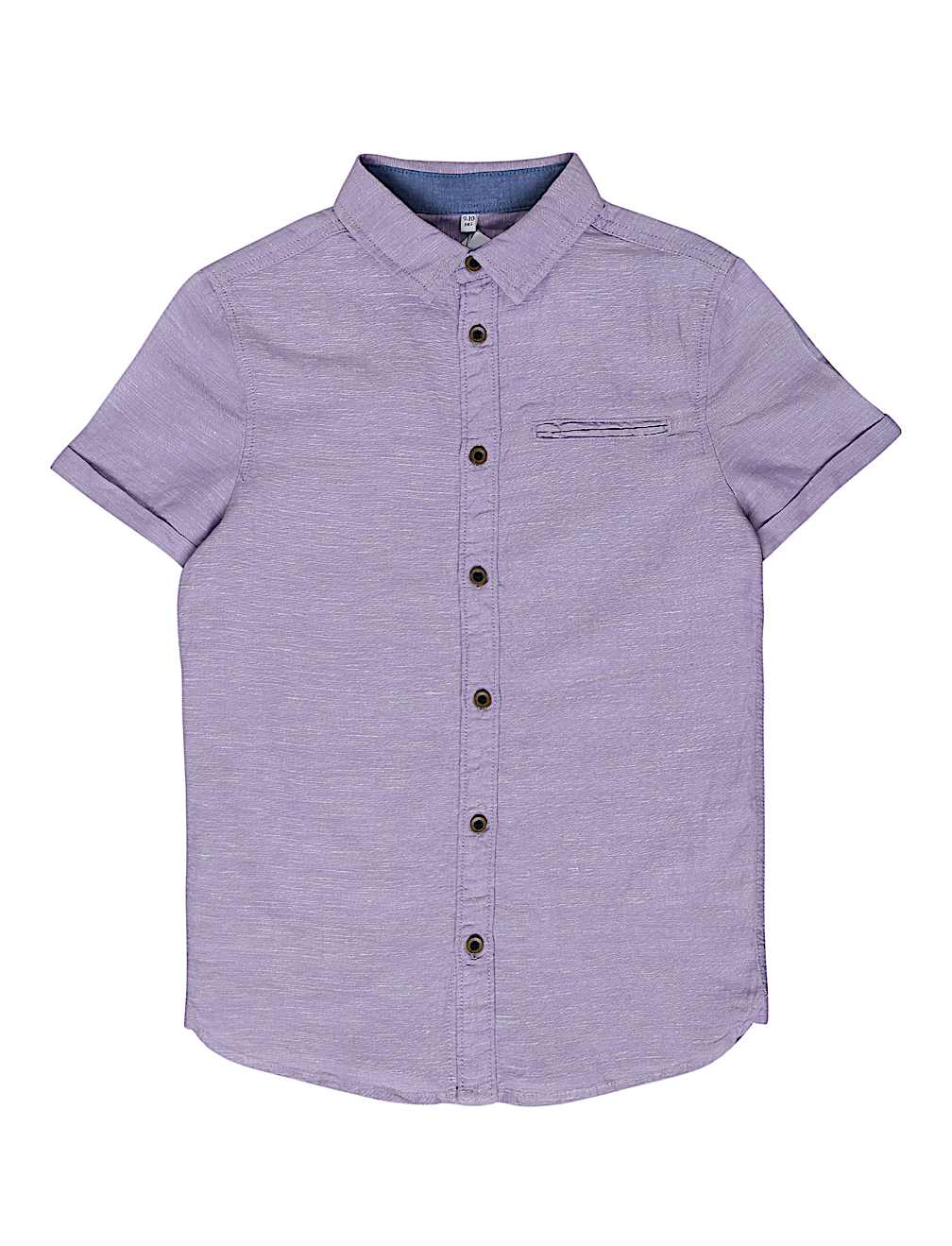 Linen Mix Plain Spread Collar Shirt