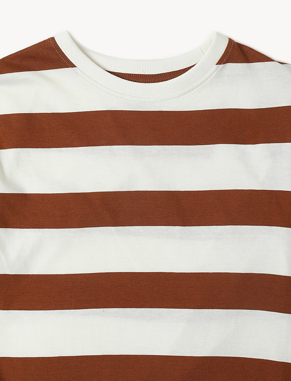 Cotton Mix Stripes Round Neck T-Shirt