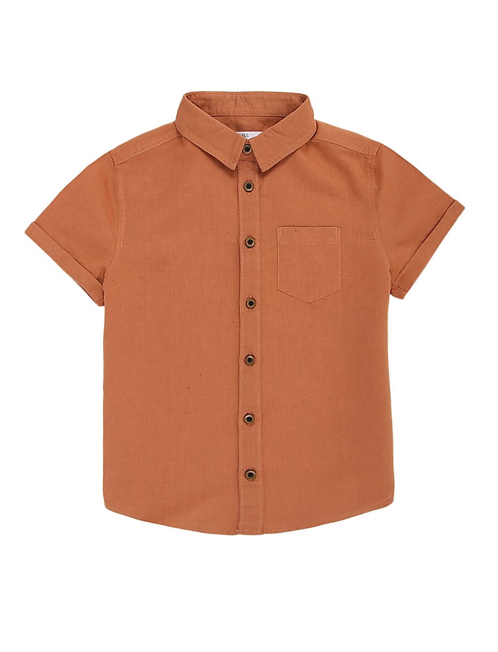 Flax Linen Mix Plain Spread Collar Shirt