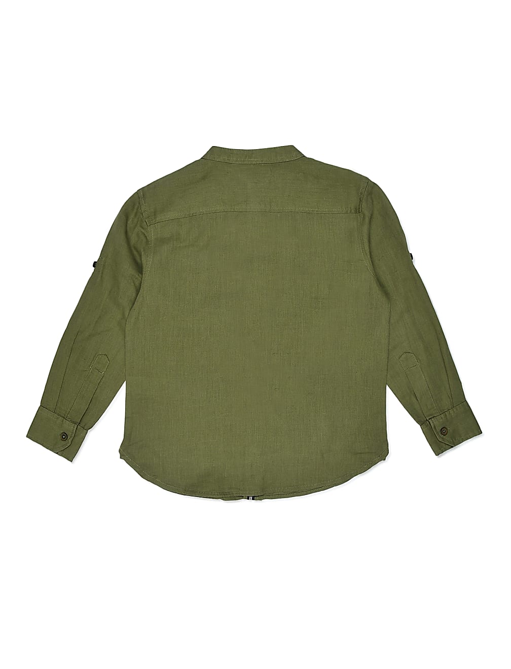 Linen Mix Plain Mandarin Collar Shirt