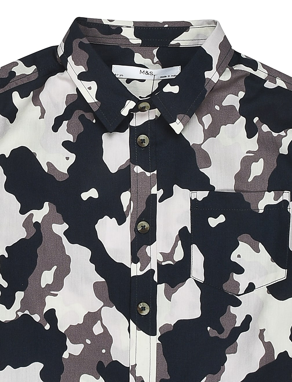 Pure Cotton Camouflage Spread Collar Shirt