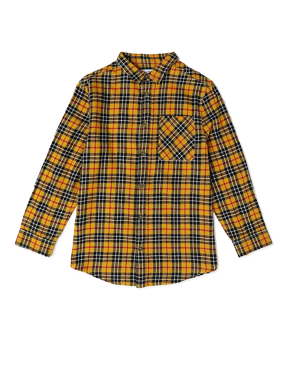 Pure Cotton Checked Spread Collar Shirt