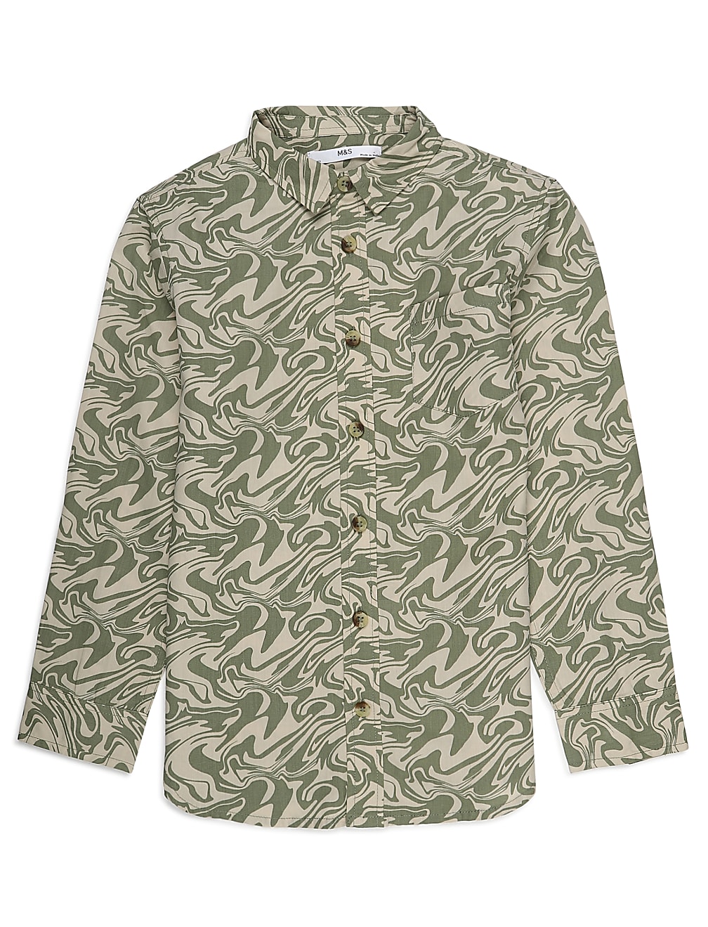 Pure Cotton Printed Spread Collar Shirt