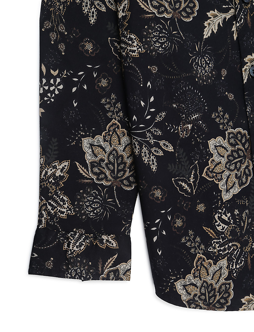 Cotton Mix Floral Print Spread Collar Shirt