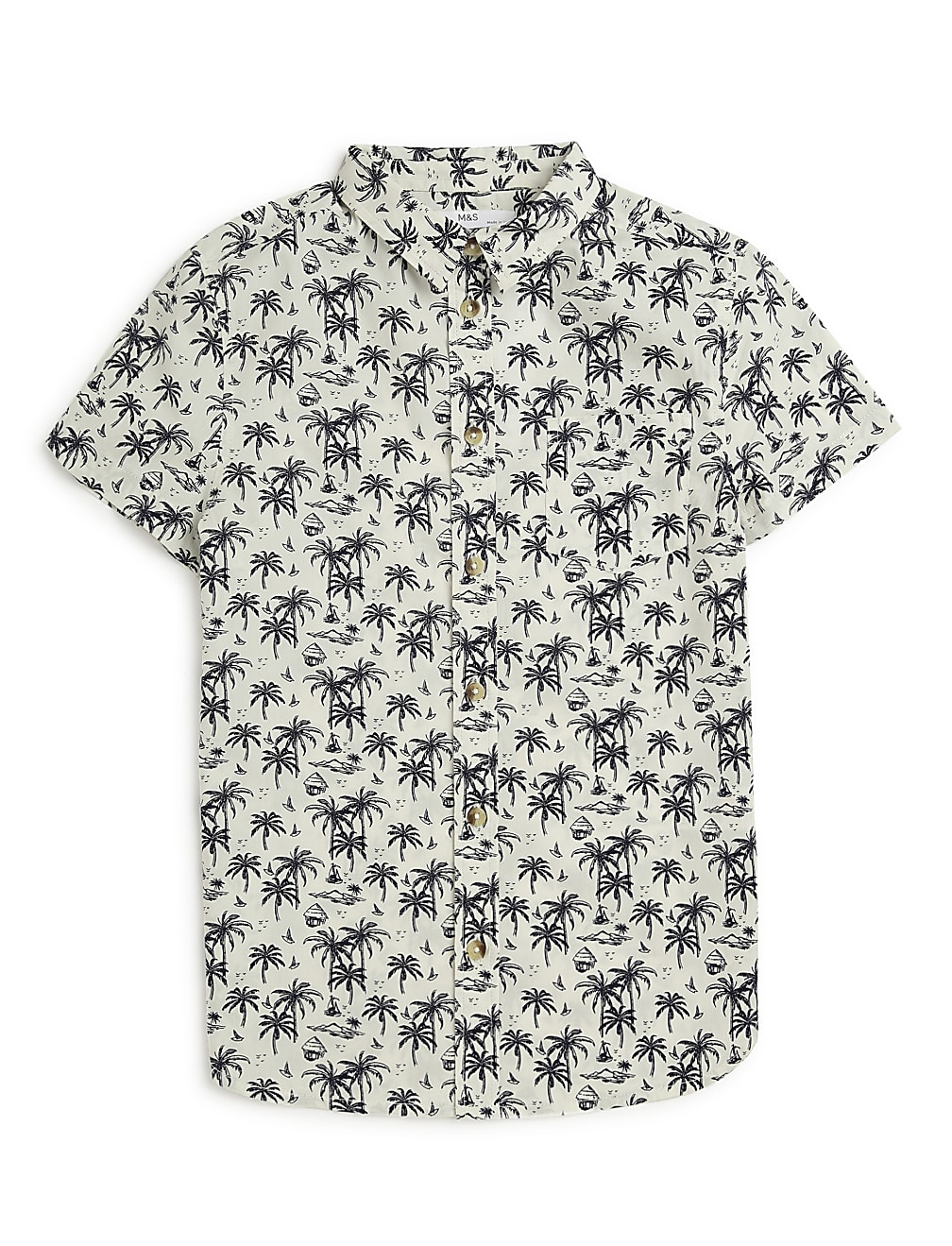 Pure Cotton Tropical Spread Collar Shirt
