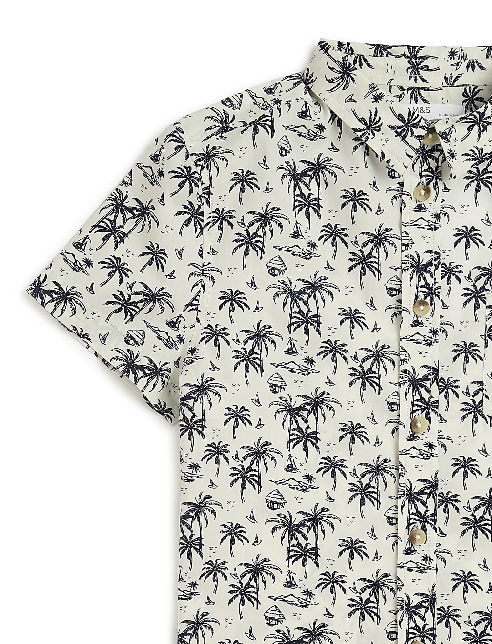 Pure Cotton Tropical Spread Collar Shirt