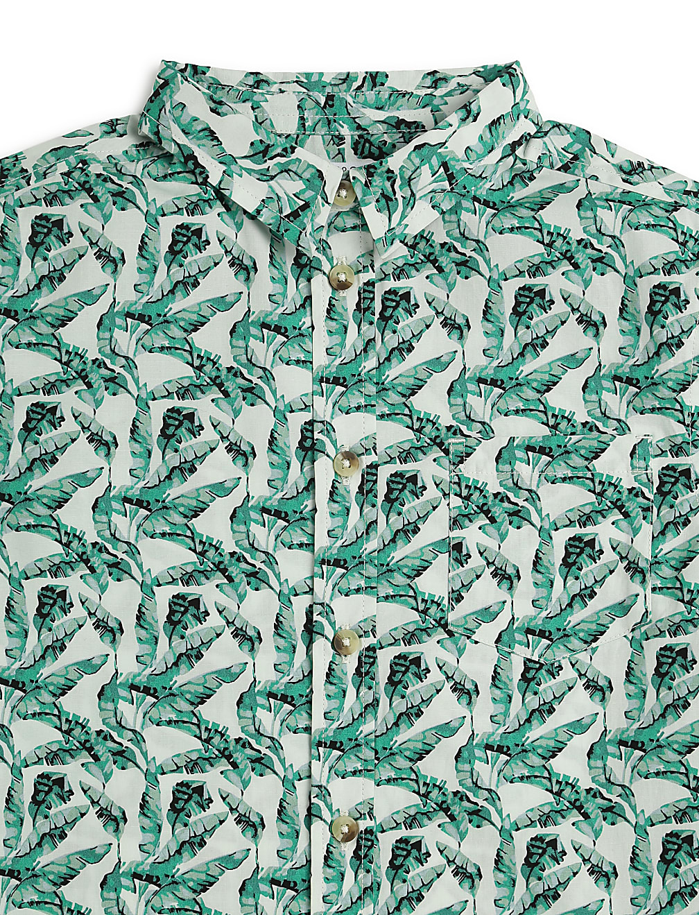 Pure Cotton Tropical Spread Collar Shirt