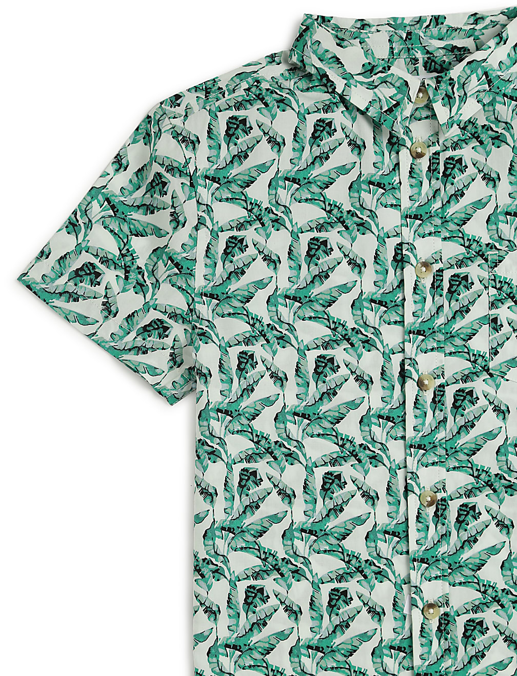 Pure Cotton Tropical Spread Collar Shirt