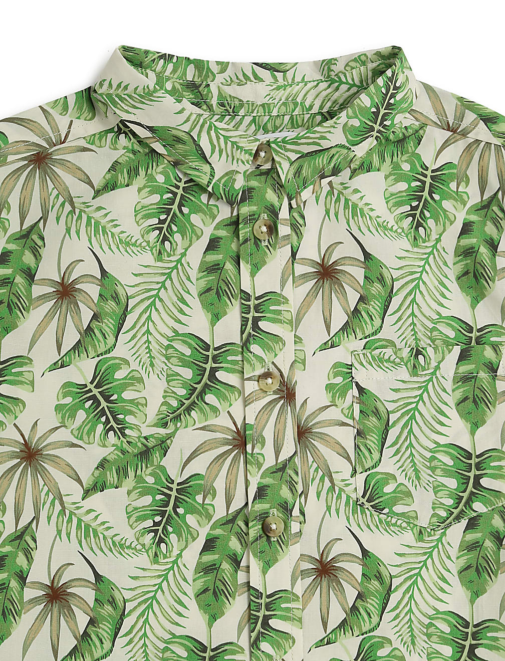 Pure Cotton Tropical Spread Collar Shirt
