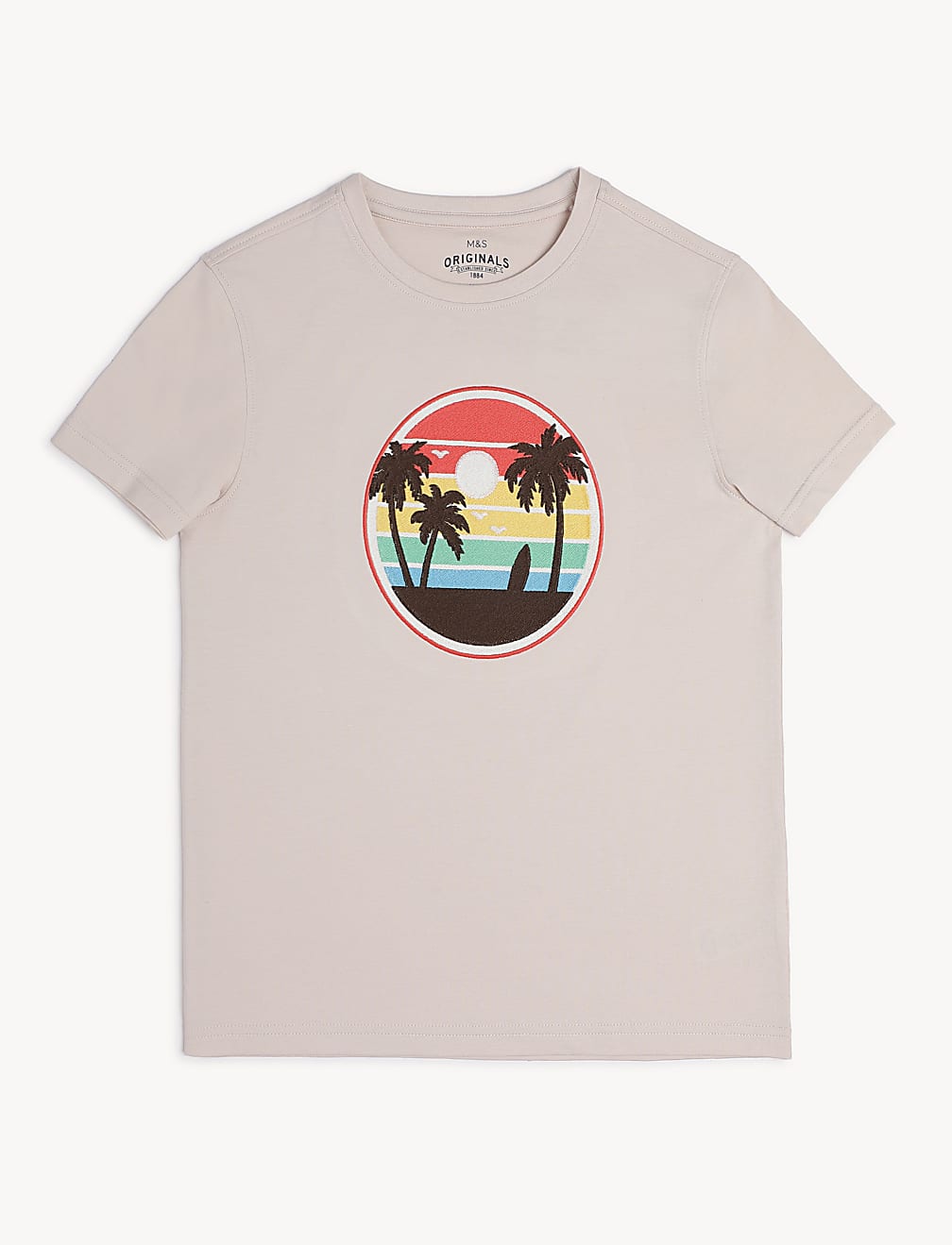 Pure Cotton Embroidered Round Neck T-Shirt