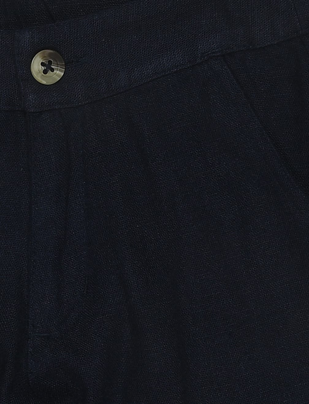 Linen Mix Plain Regular Fit Trouser