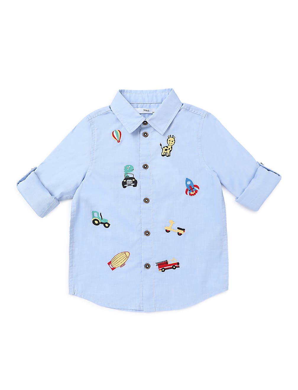 Pure Cotton Embroidered Spread Collar Shirt