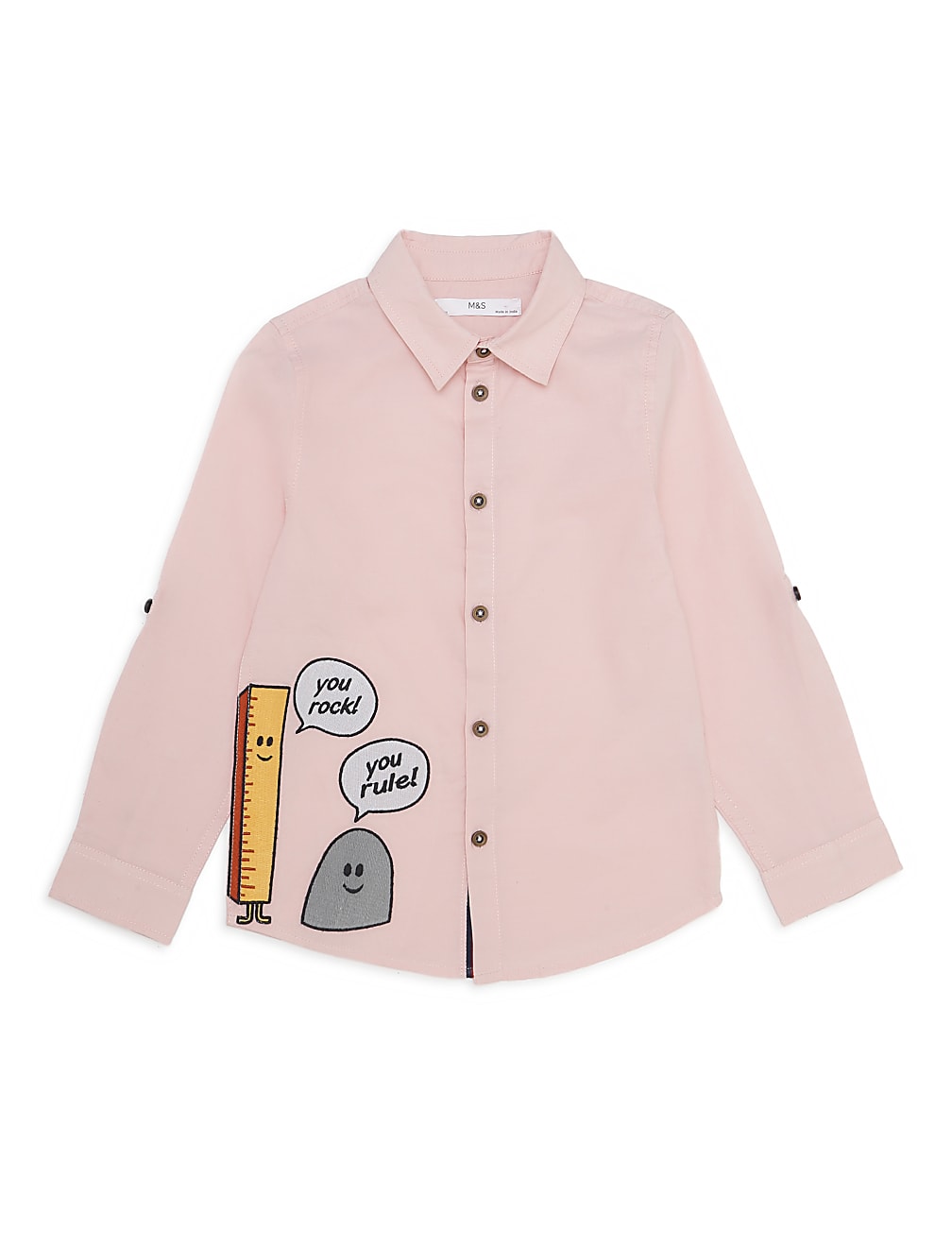 Pure Cotton Embroidered Spread Collar Shirt