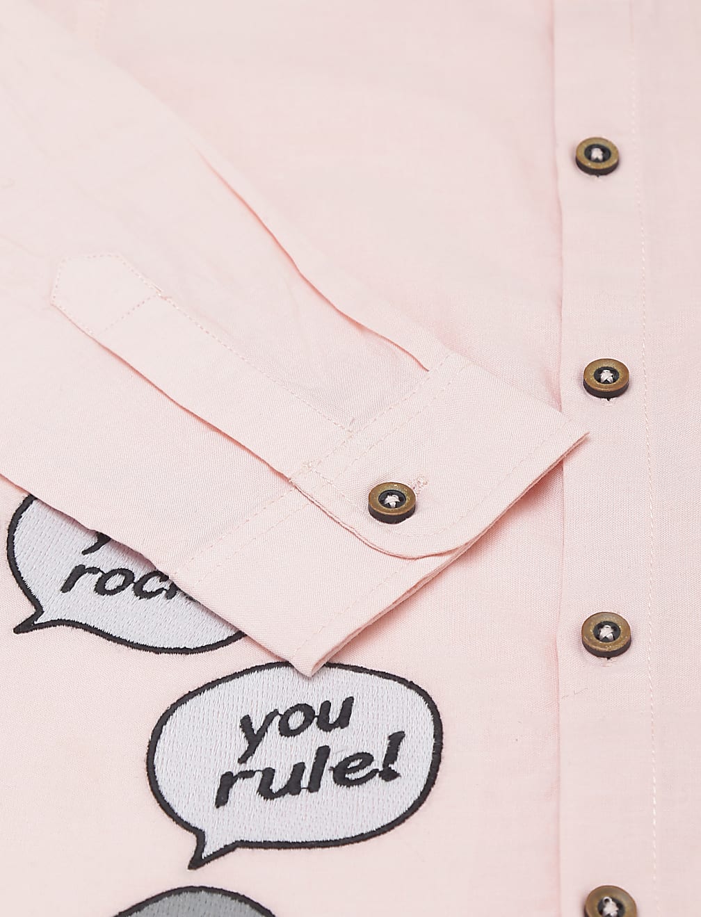 Pure Cotton Embroidered Spread Collar Shirt
