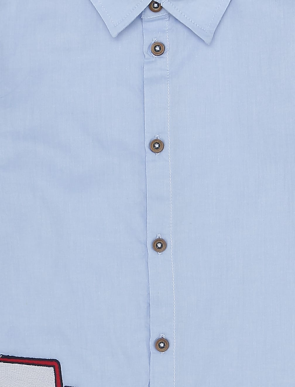 Pure Cotton Embroidered Spread Collar Shirt