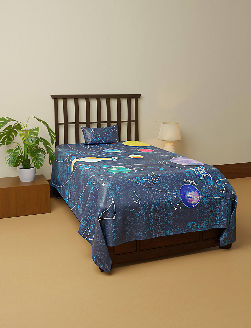 Pure Cotton Printed Single Bedsheet Set