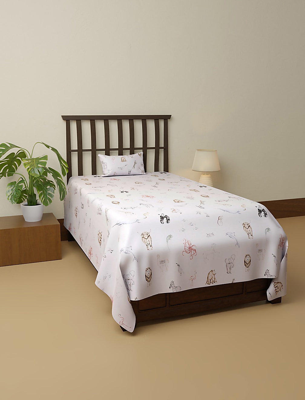 Cotton Mix Printed Single Bedsheet Set