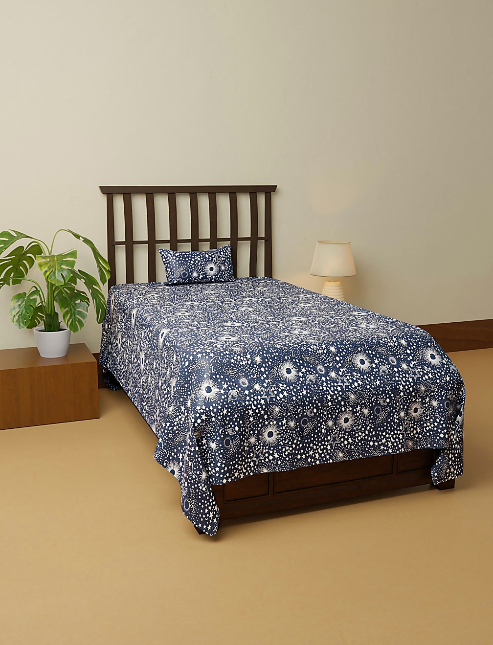 Cotton Mix Printed Single Bedsheet Set