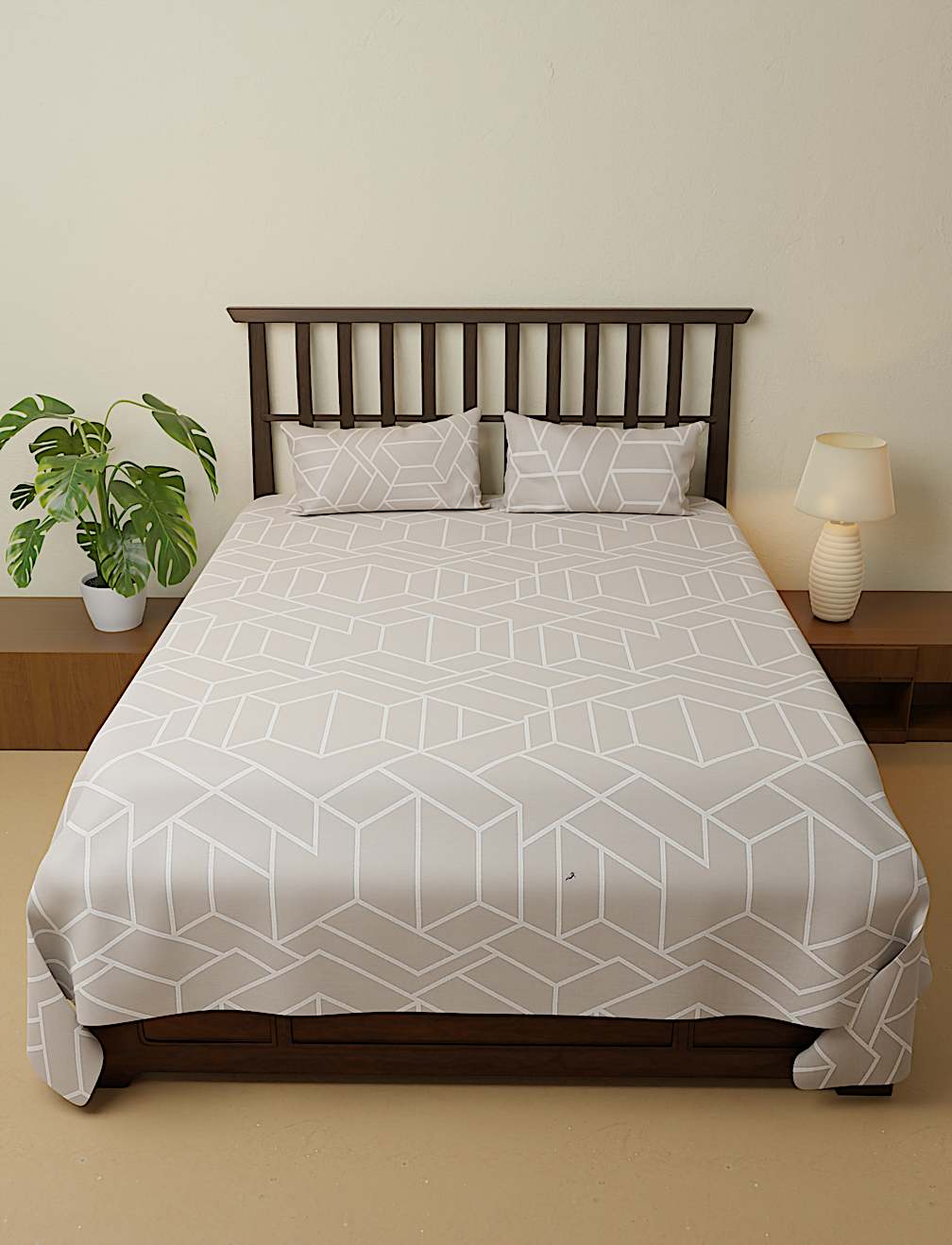 Cotton Mix Printed King Size Bedsheet Set