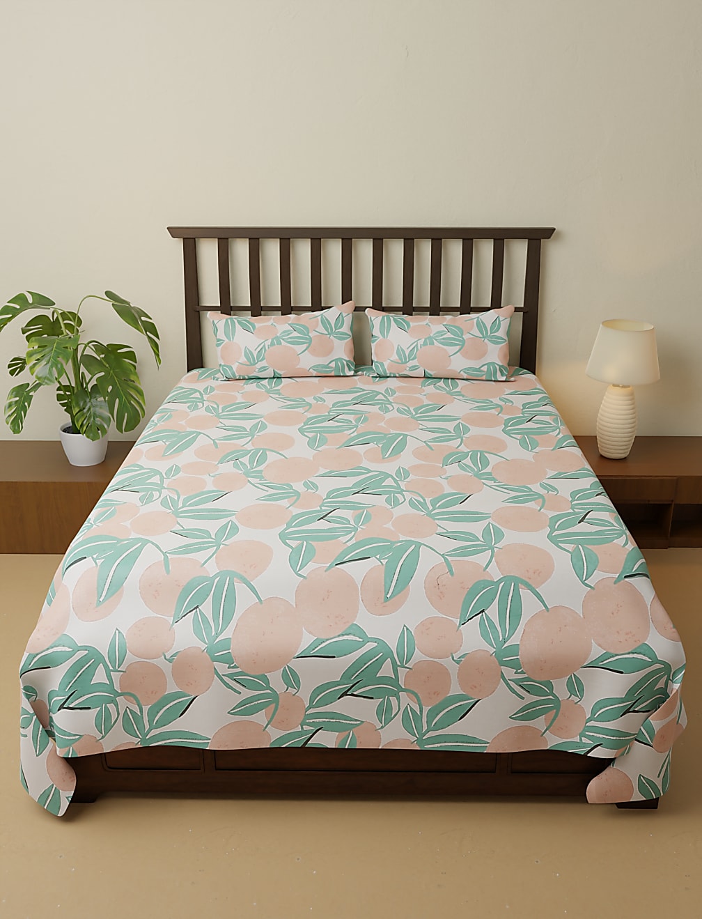 Cotton Mix Printed Double Bedsheet Set