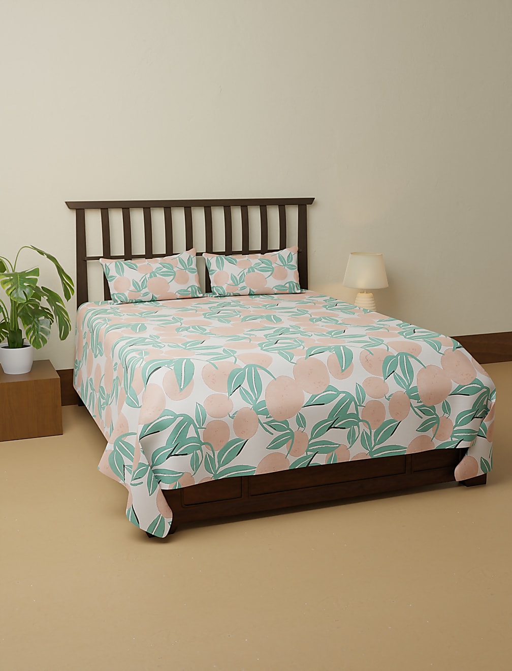 Cotton Mix Printed Double Bedsheet Set