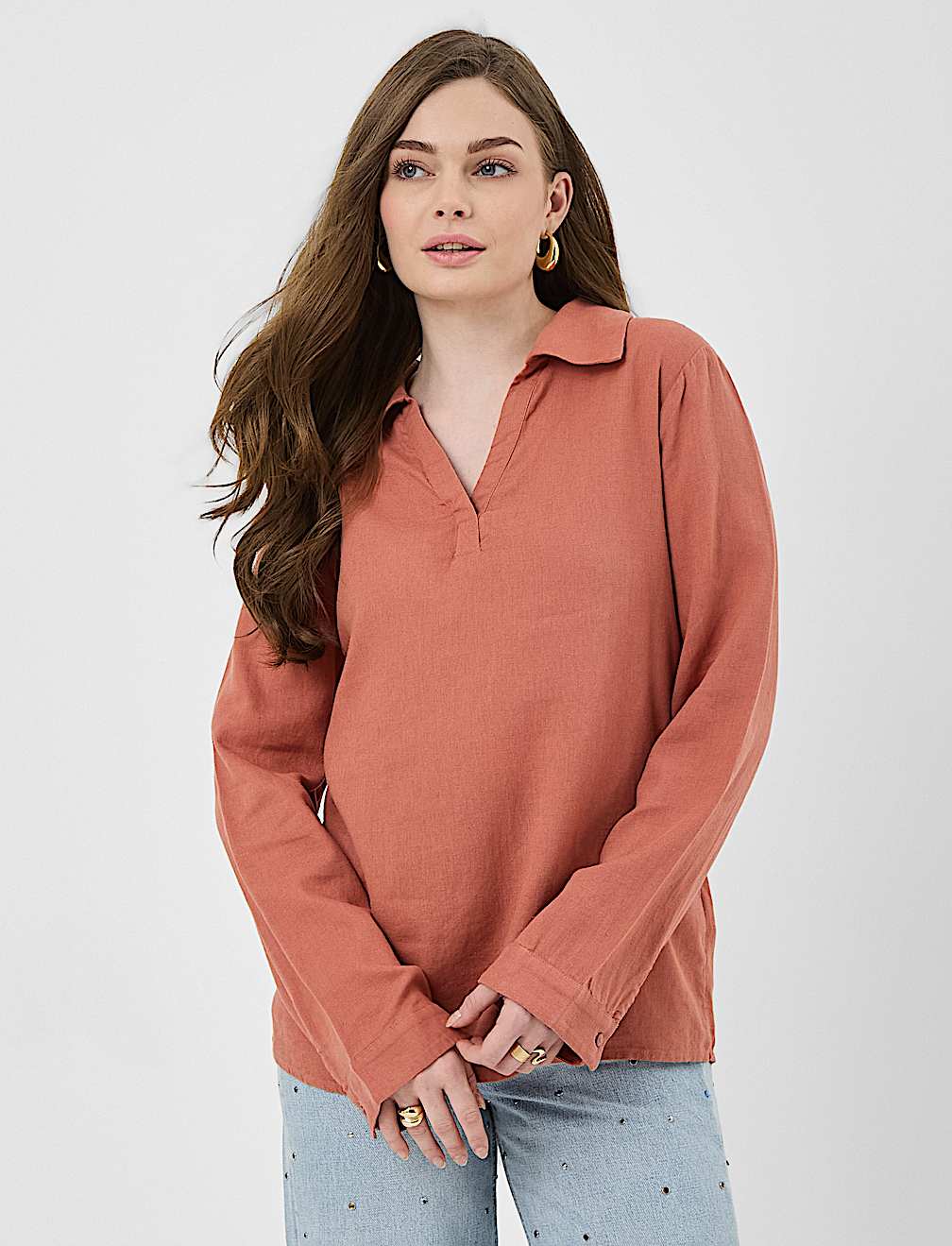 Linen Rich Longline Tunic Shirt