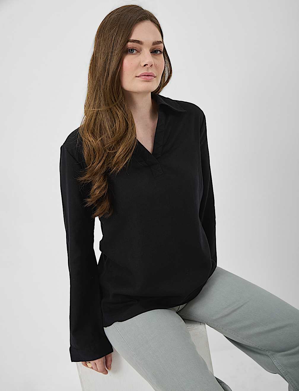 Linen Rich Longline Tunic Shirt