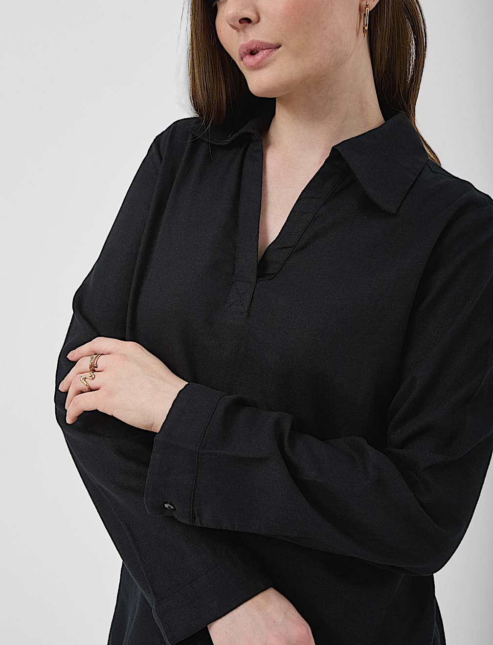Linen Rich Longline Tunic Shirt