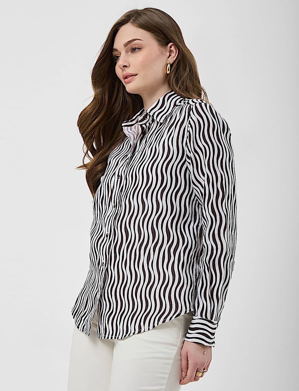 Pure Linen Plain Spread Collar Shirt