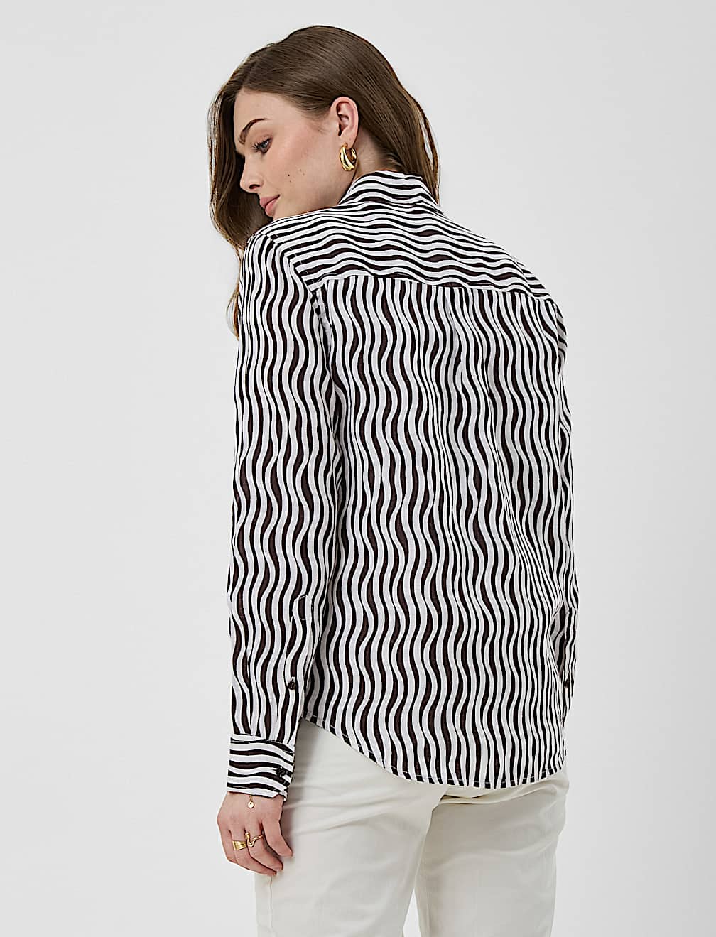 Pure Linen Plain Spread Collar Shirt