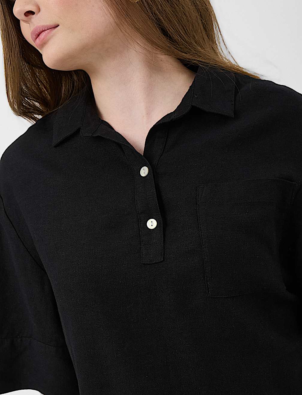 Linen Rich Cropped Shirt