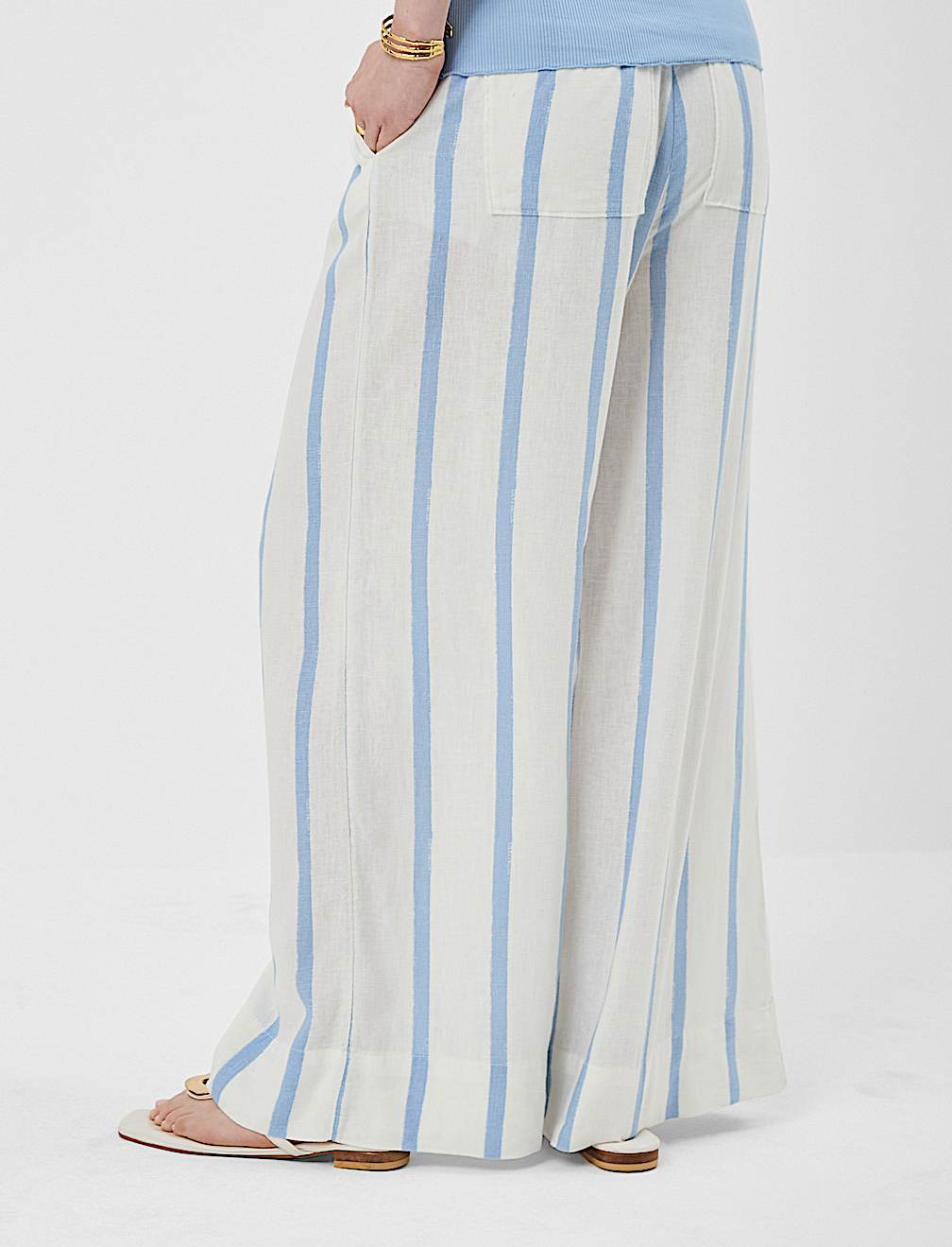 Linen Rich Plain Relaxed Fit Trousers