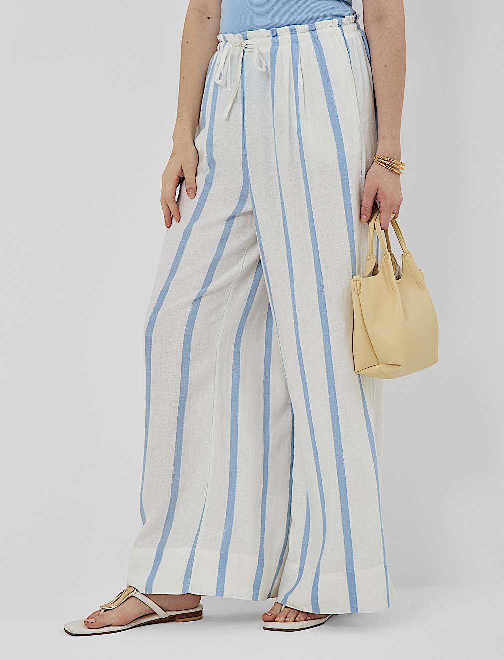 Linen Rich Plain Relaxed Fit Trousers