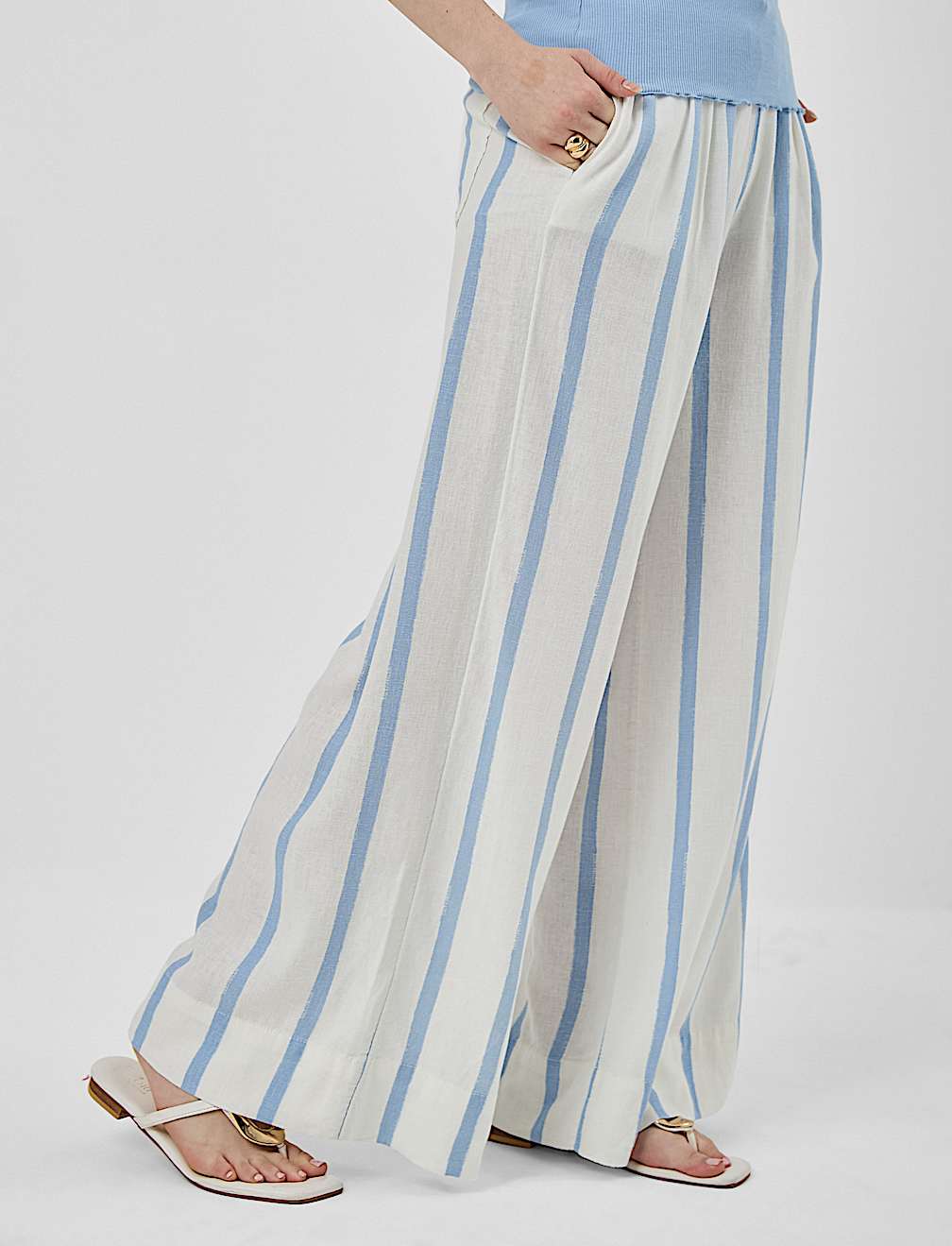 Linen Rich Plain Relaxed Fit Trousers