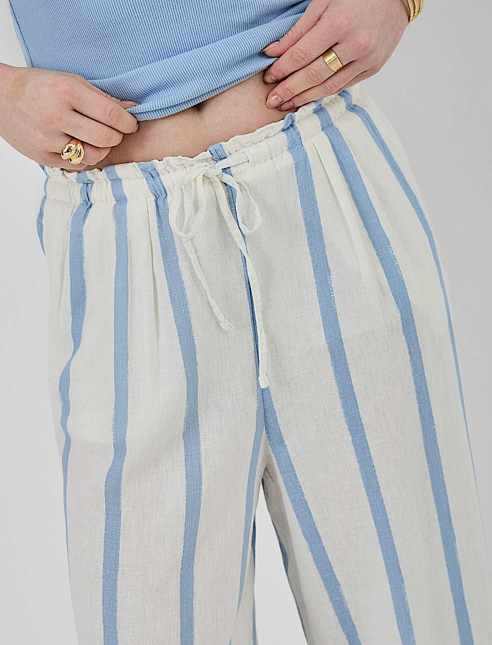 Linen Rich Plain Relaxed Fit Trousers