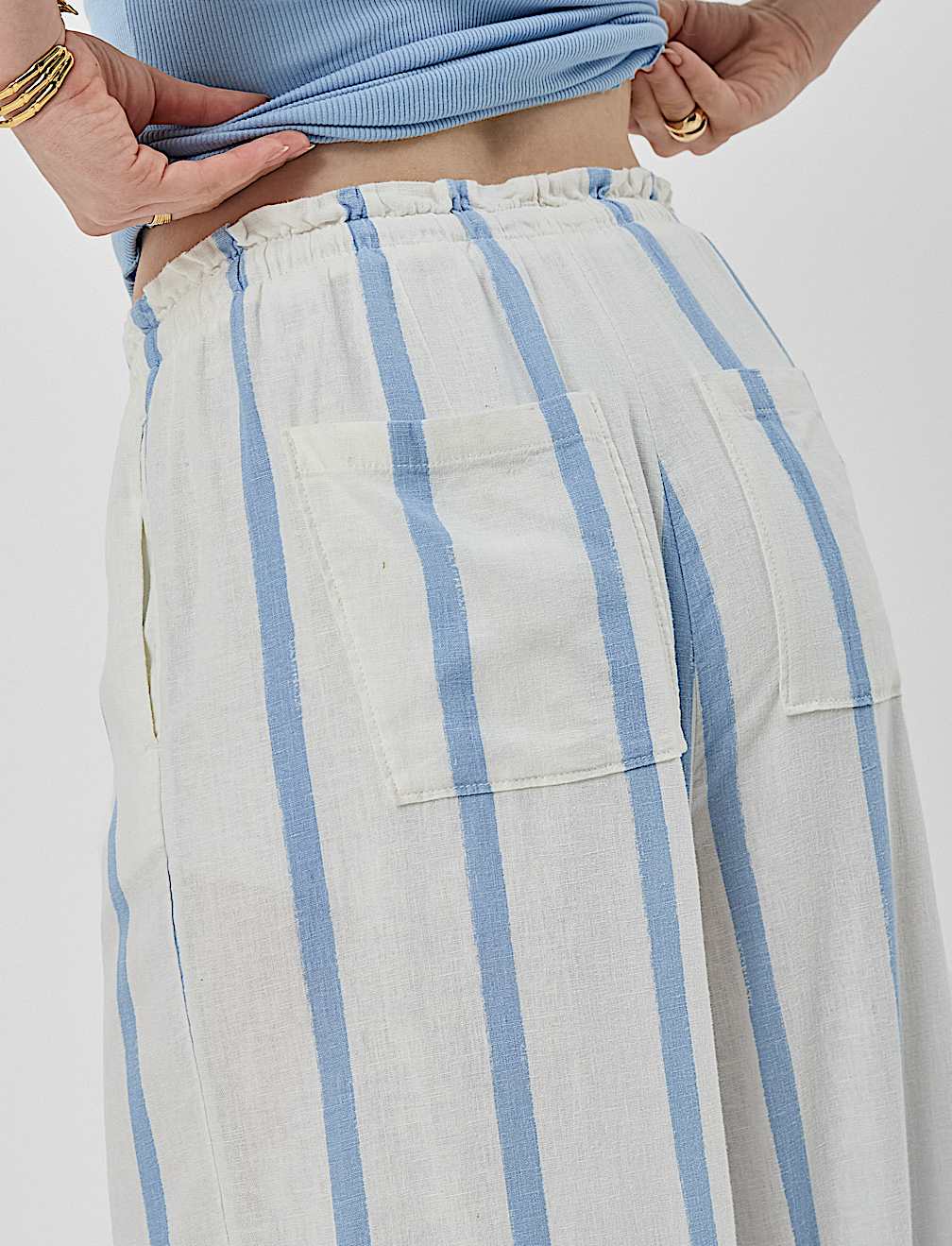 Linen Rich Plain Relaxed Fit Trousers